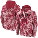 temple owls tie dye pattern red hoodie best selling