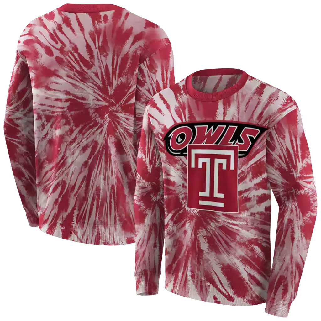 temple owls tie dye pattern red hoodie premium grade temple owls tie dye pattern red hoodie premium grade