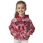temple owls tie dye pattern red hoodie best selling