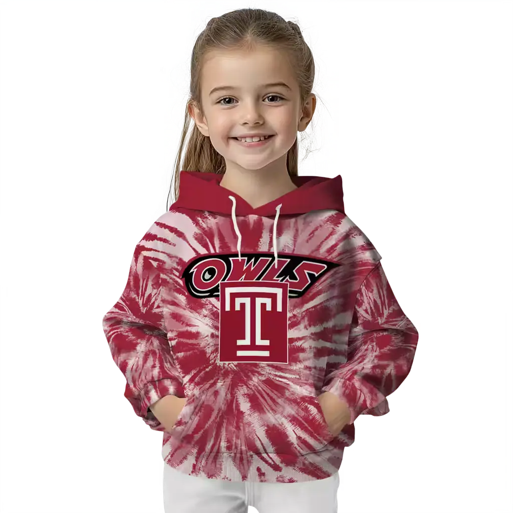 temple owls tie dye pattern red hoodie top rated temple owls tie dye pattern red hoodie top rated