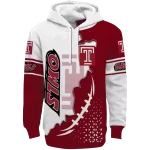temple owls triangular pattern red white hoodie best selling
