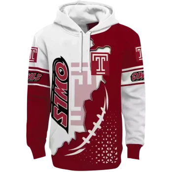 temple owls triangular pattern red white hoodie best selling