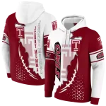 temple owls triangular pattern red white hoodie best selling