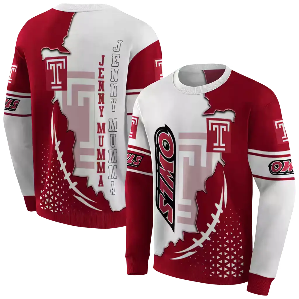 temple owls triangular pattern red white hoodie premium grade temple owls triangular pattern red white hoodie premium grade