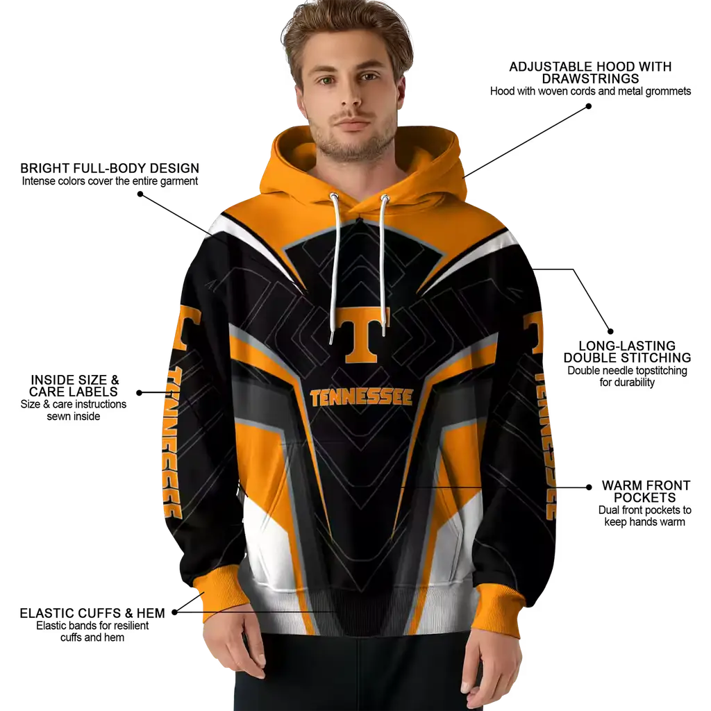 tennessee volunteers futuristic pattern orange black hoodie latest model tennessee volunteers futuristic pattern orange black hoodie latest model