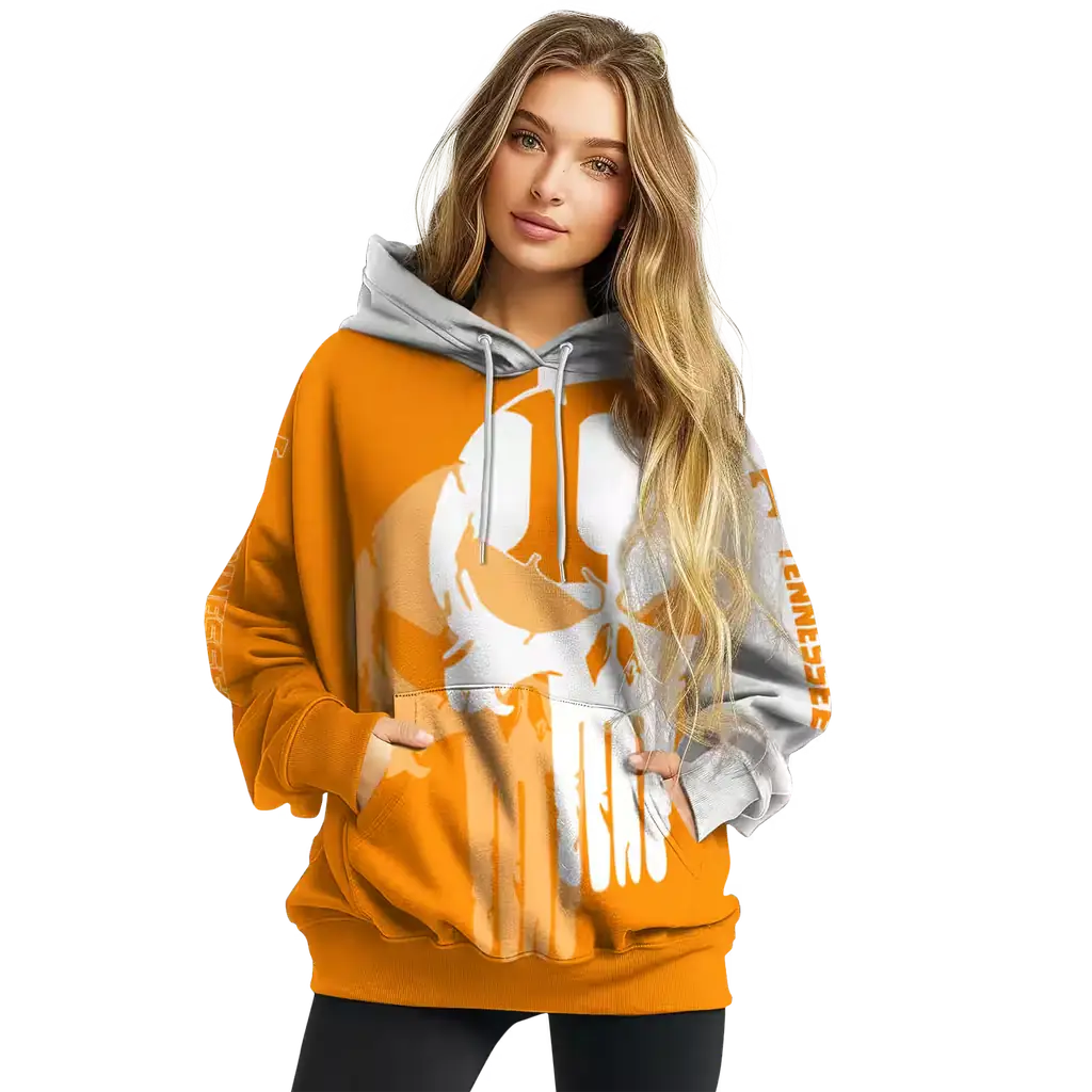 tennessee volunteers graphic punisher orange white hoodie high quality tennessee volunteers graphic punisher orange white hoodie high quality
