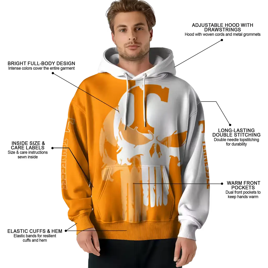 tennessee volunteers graphic punisher orange white hoodie latest model tennessee volunteers graphic punisher orange white hoodie latest model