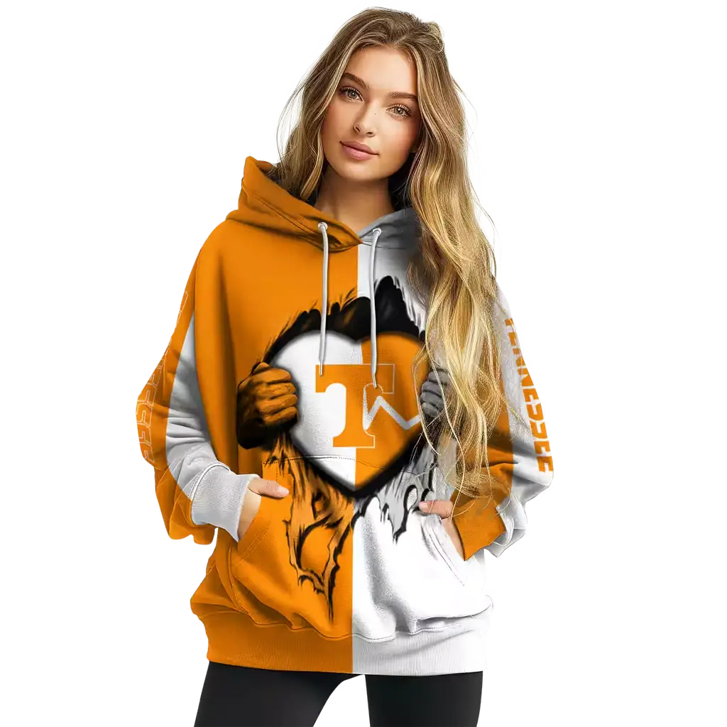 tennessee volunteers heartbeat graphic orange hoodie high quality tennessee volunteers heartbeat graphic orange hoodie high quality