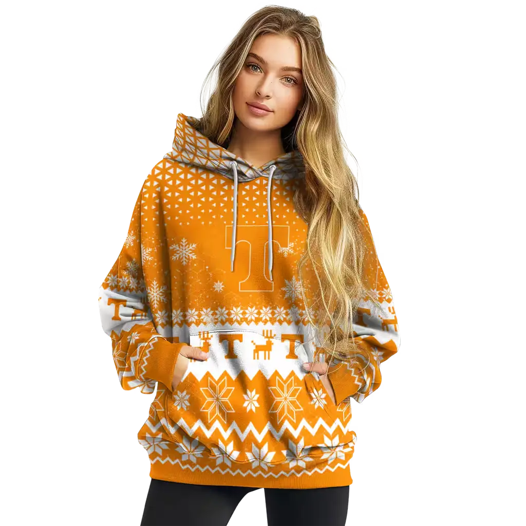 tennessee volunteers reindeer motif orange hoodie high quality tennessee volunteers reindeer motif orange hoodie high quality