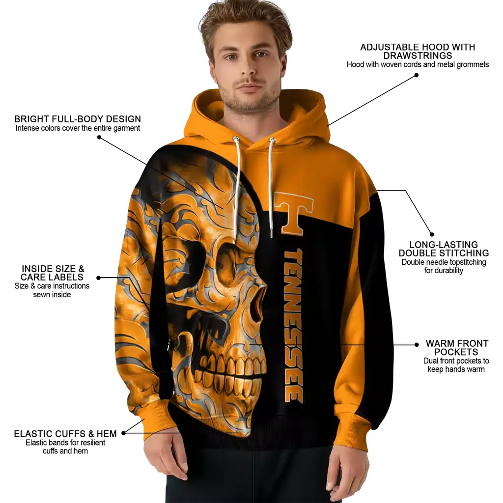 tennessee volunteers skull motif orange black hoodie latest model tennessee volunteers skull motif orange black hoodie latest model
