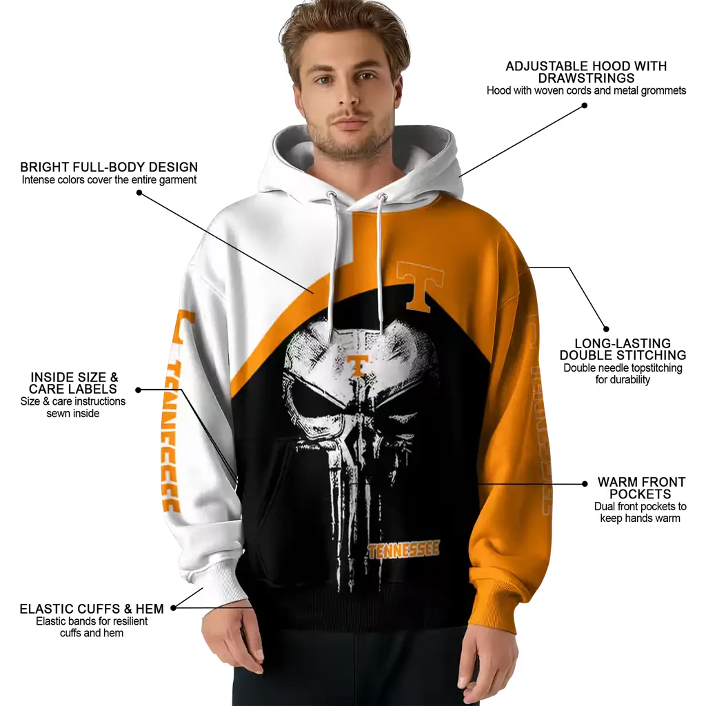 tennessee volunteers skull punisher white black hoodie latest model tennessee volunteers skull punisher white black hoodie latest model