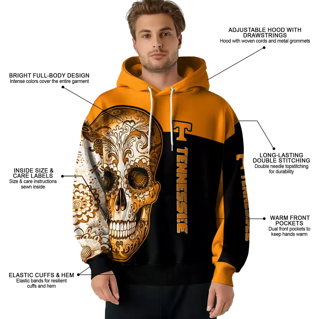 tennessee volunteers sugar skull orange black hoodie latest model tennessee volunteers sugar skull orange black hoodie latest model