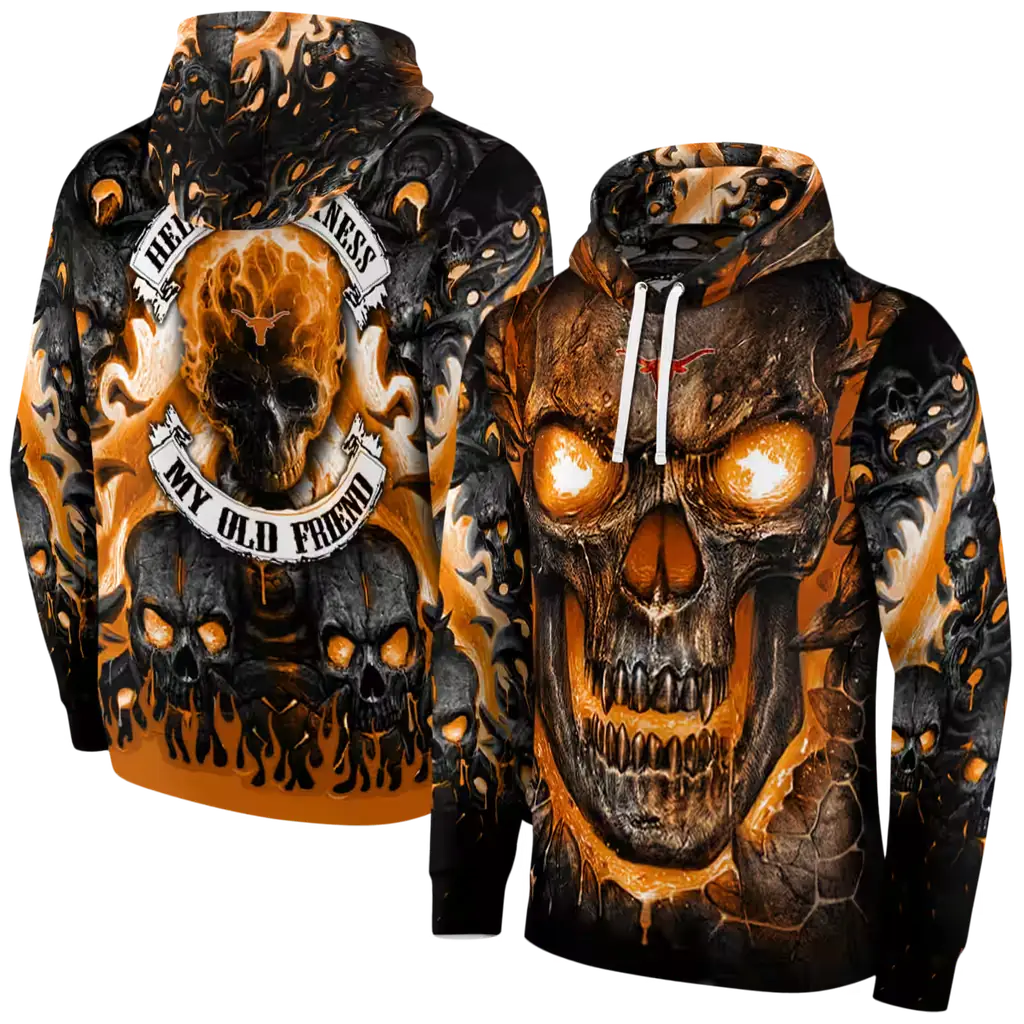 texas longhorns demonic skull orange black hoodie fashion forward texas longhorns demonic skull orange black hoodie fashion forward