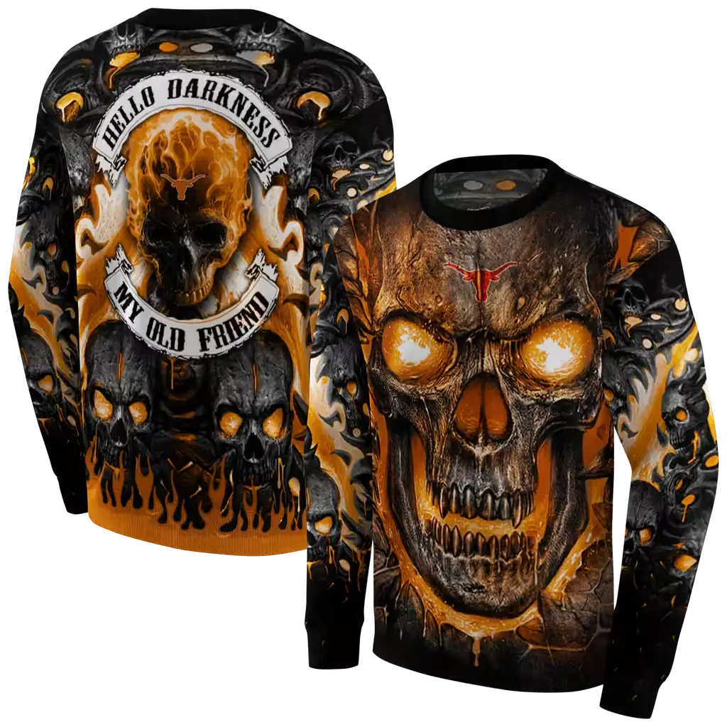 texas longhorns demonic skull orange black hoodie premium grade texas longhorns demonic skull orange black hoodie premium grade