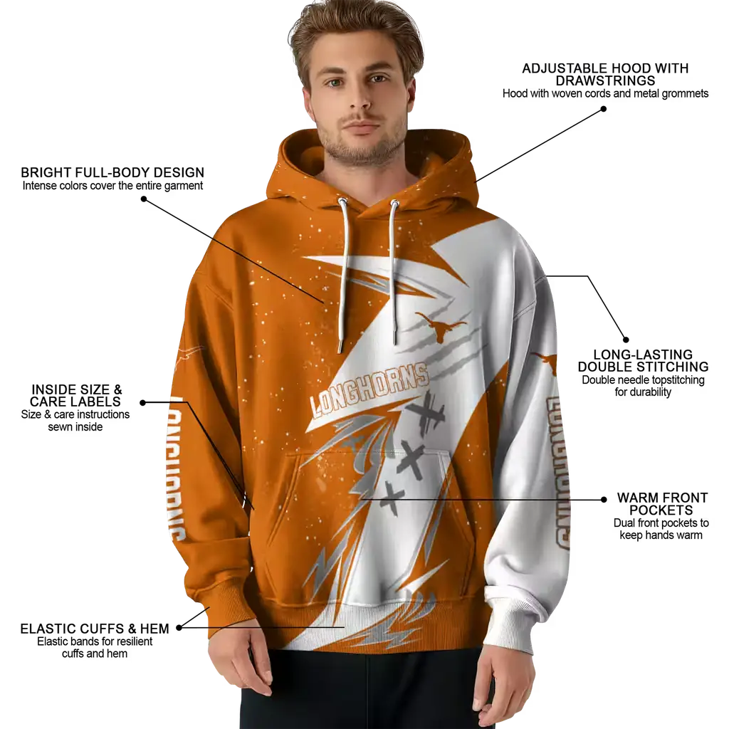 texas longhorns dynamic slash orange white hoodie latest model texas longhorns dynamic slash orange white hoodie latest model