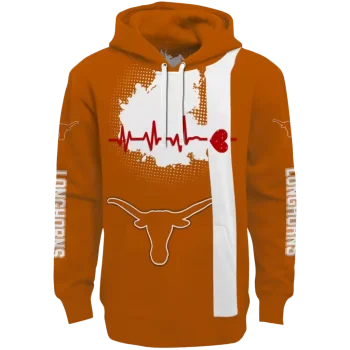 texas longhorns football heartbeat orange hoodie best selling