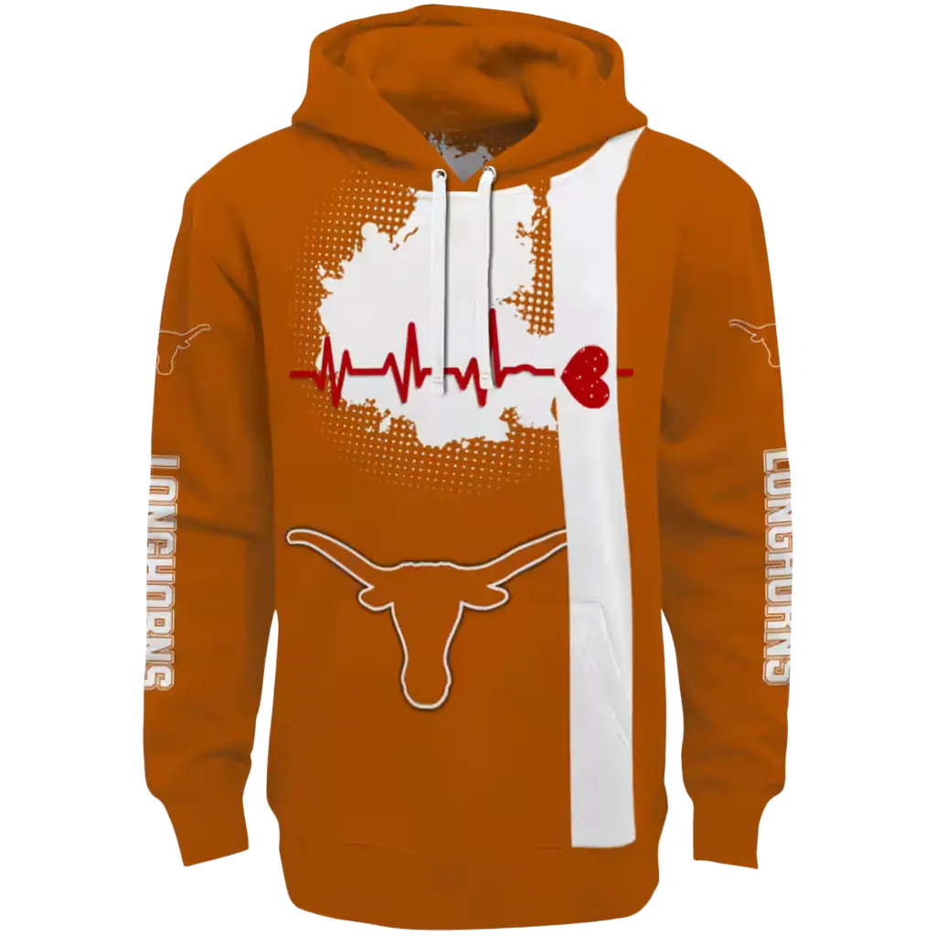 texas longhorns football heartbeat orange hoodie best selling texas longhorns football heartbeat orange hoodie best selling