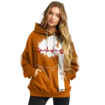 texas longhorns football heartbeat orange hoodie best selling