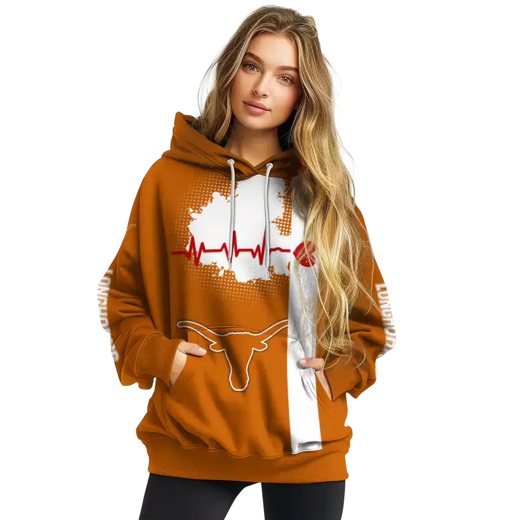 texas longhorns football heartbeat orange hoodie high quality texas longhorns football heartbeat orange hoodie high quality