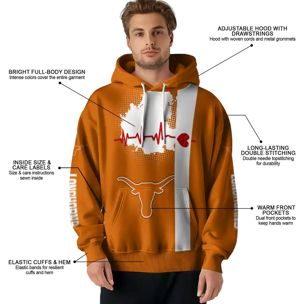 texas longhorns football heartbeat orange hoodie latest model texas longhorns football heartbeat orange hoodie latest model