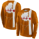 texas longhorns football heartbeat orange hoodie best selling