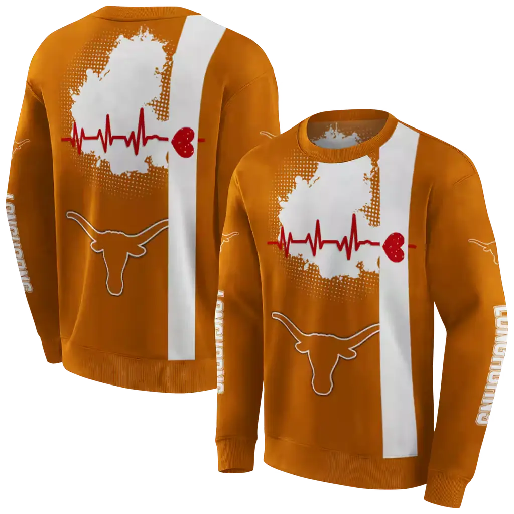 texas longhorns football heartbeat orange hoodie premium grade texas longhorns football heartbeat orange hoodie premium grade