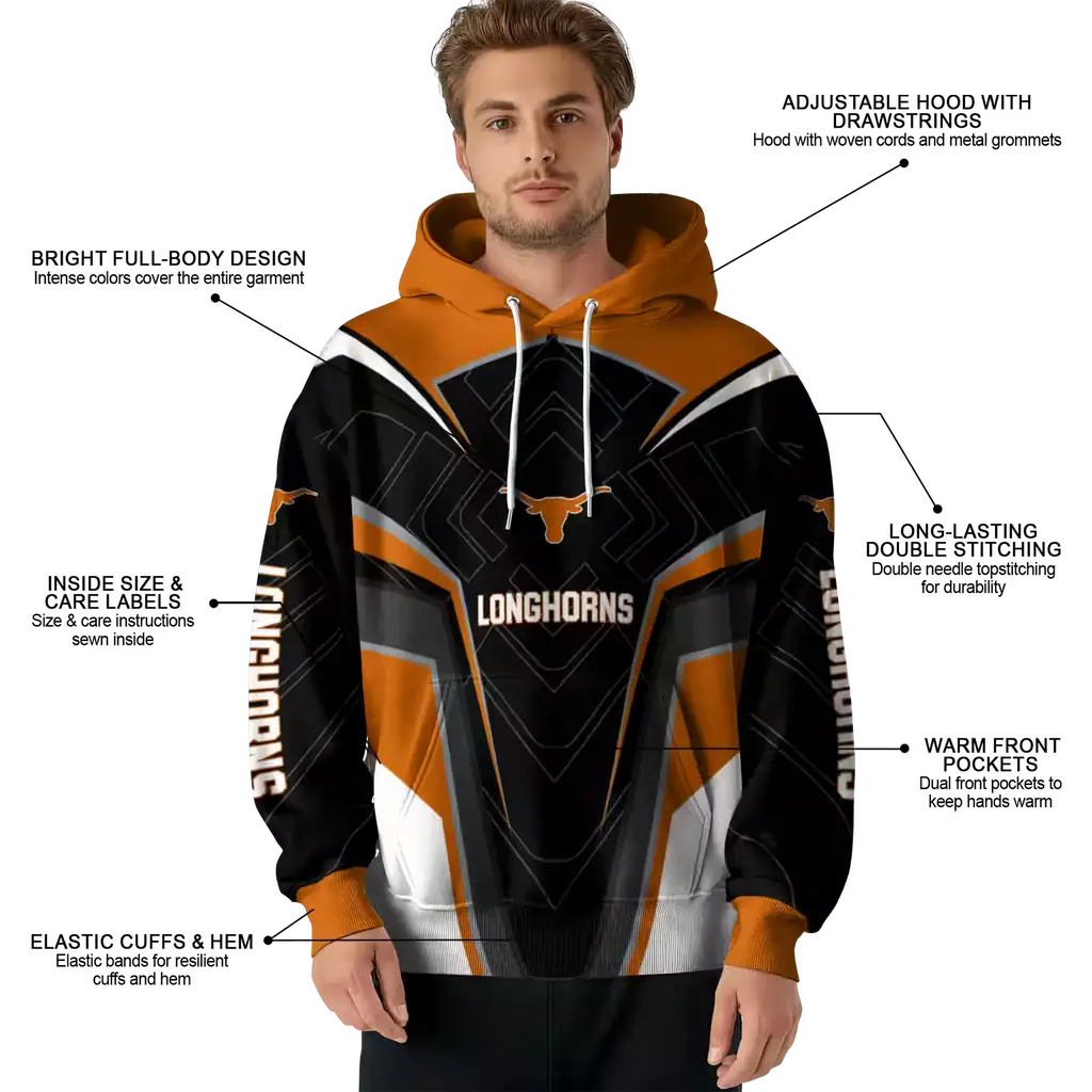 texas longhorns futuristic pattern orange black hoodie latest model texas longhorns futuristic pattern orange black hoodie latest model