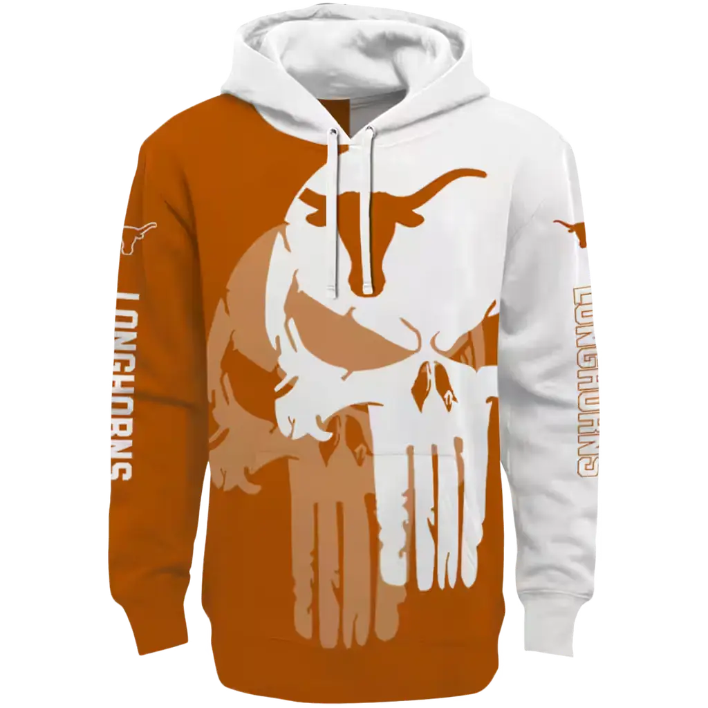 texas longhorns graphic punisher orange white hoodie best selling texas longhorns graphic punisher orange white hoodie best selling