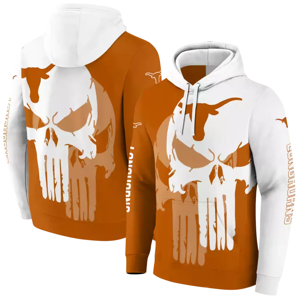 texas longhorns graphic punisher orange white hoodie fashion forward texas longhorns graphic punisher orange white hoodie fashion forward