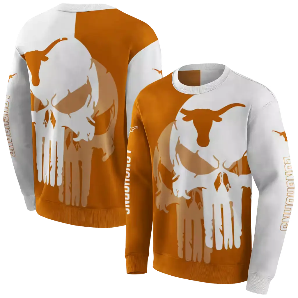 texas longhorns graphic punisher orange white hoodie premium grade texas longhorns graphic punisher orange white hoodie premium grade