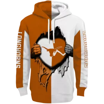 texas longhorns heartbeat graphic orange hoodie best selling