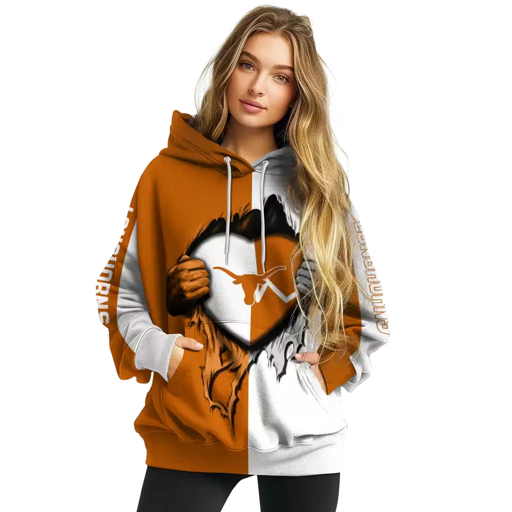 texas longhorns heartbeat graphic orange hoodie high quality texas longhorns heartbeat graphic orange hoodie high quality