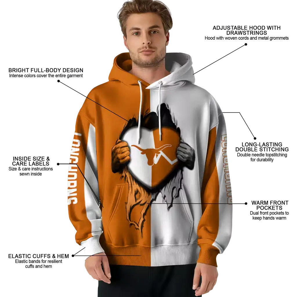 texas longhorns heartbeat graphic orange hoodie latest model texas longhorns heartbeat graphic orange hoodie latest model