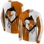 texas longhorns heartbeat graphic orange hoodie best selling