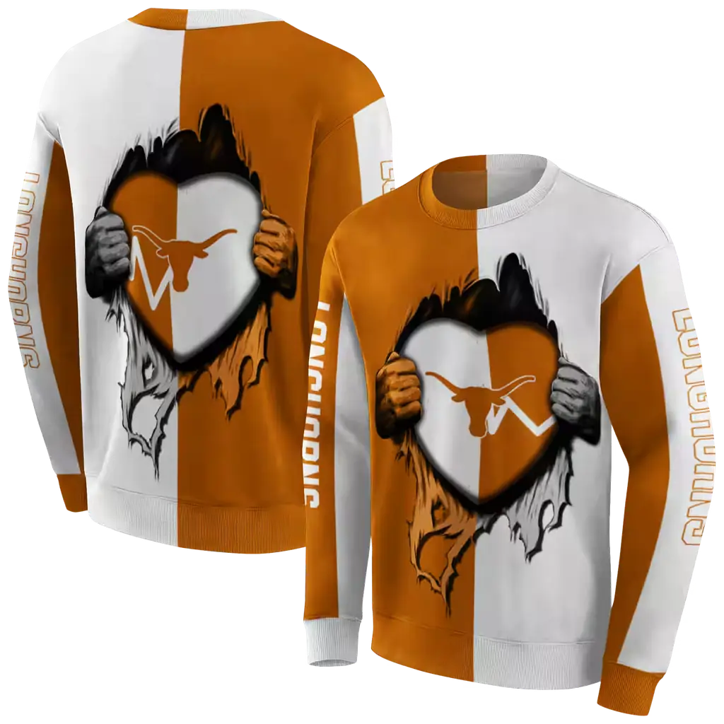 texas longhorns heartbeat graphic orange hoodie premium grade texas longhorns heartbeat graphic orange hoodie premium grade