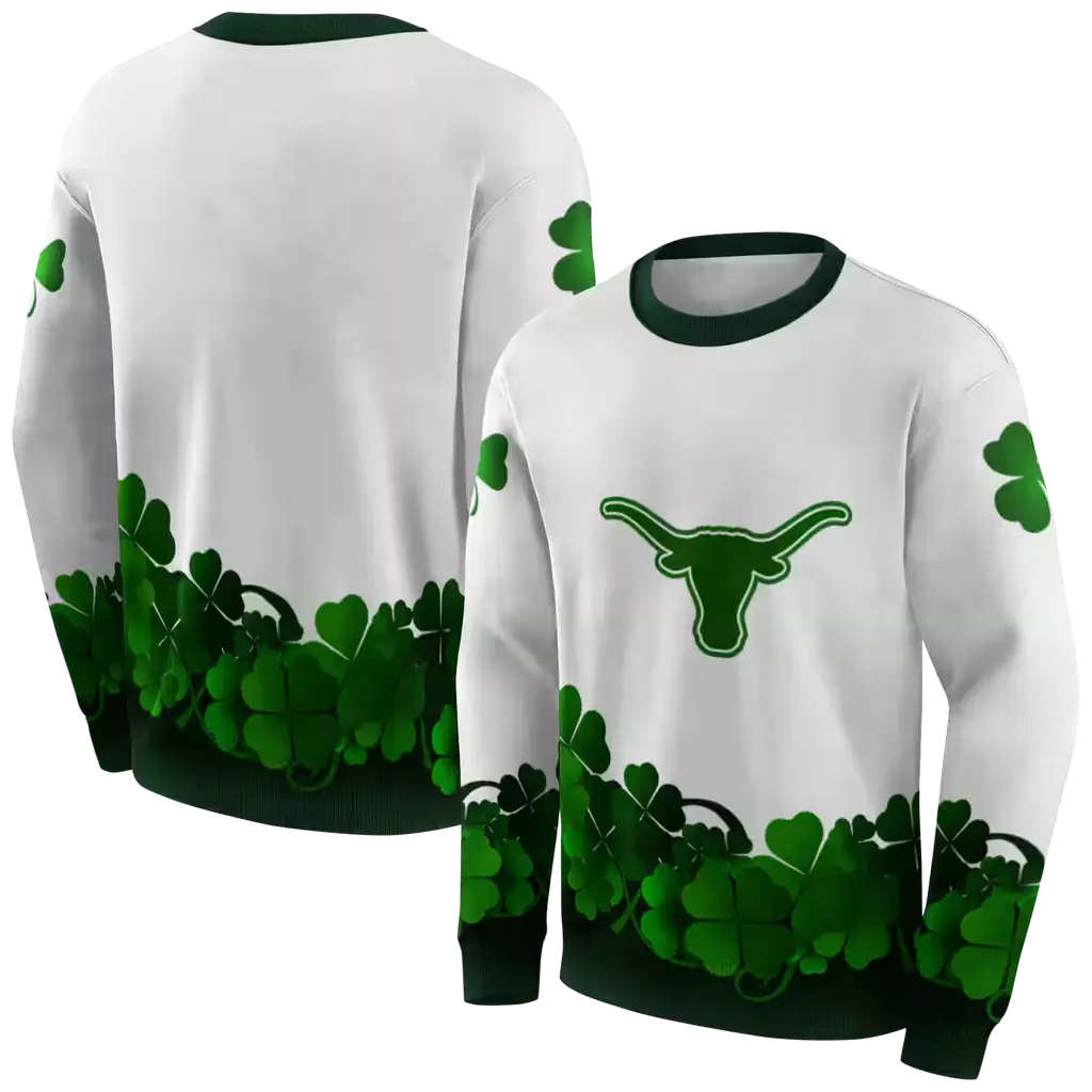 texas longhorns lucky motif white green hoodie premium grade texas longhorns lucky motif white green hoodie premium grade