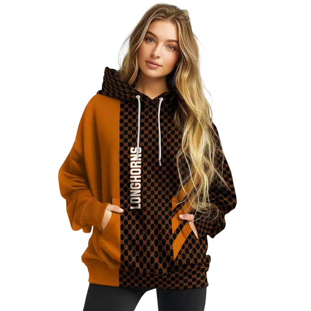 texas longhorns monogram pattern orange hoodie high quality texas longhorns monogram pattern orange hoodie high quality
