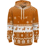 texas longhorns reindeer motif orange hoodie best selling