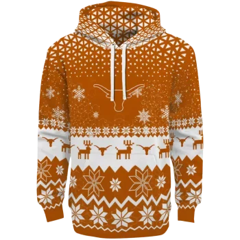 texas longhorns reindeer motif orange hoodie best selling