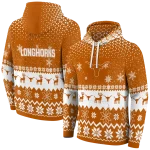 texas longhorns reindeer motif orange hoodie best selling