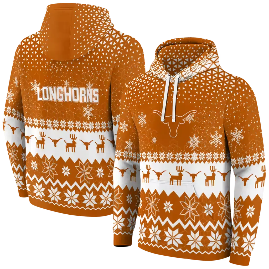 texas longhorns reindeer motif orange hoodie fashion forward texas longhorns reindeer motif orange hoodie fashion forward