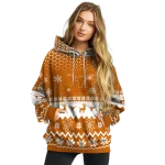 texas longhorns reindeer motif orange hoodie best selling