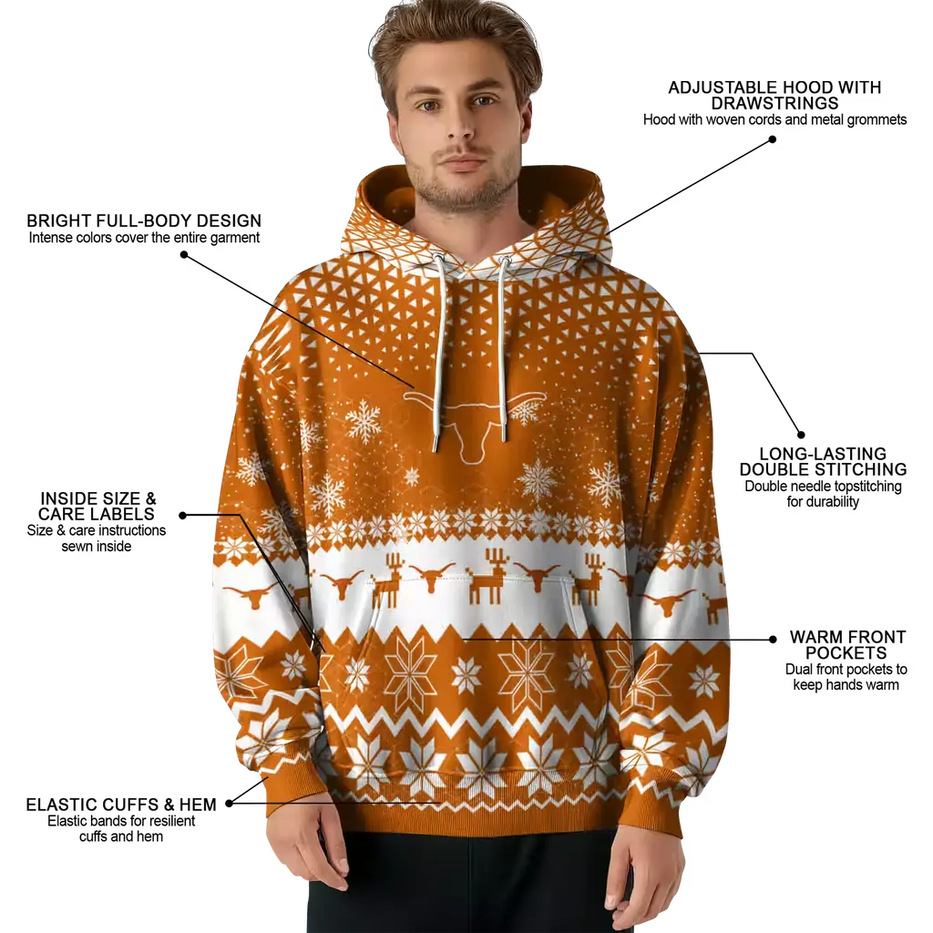 texas longhorns reindeer motif orange hoodie latest model texas longhorns reindeer motif orange hoodie latest model