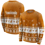 texas longhorns reindeer motif orange hoodie best selling