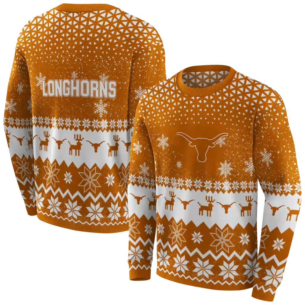 texas longhorns reindeer motif orange hoodie premium grade texas longhorns reindeer motif orange hoodie premium grade