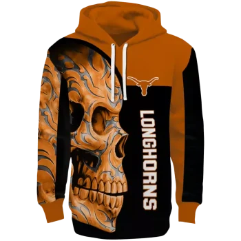 texas longhorns skull motif orange black hoodie best selling