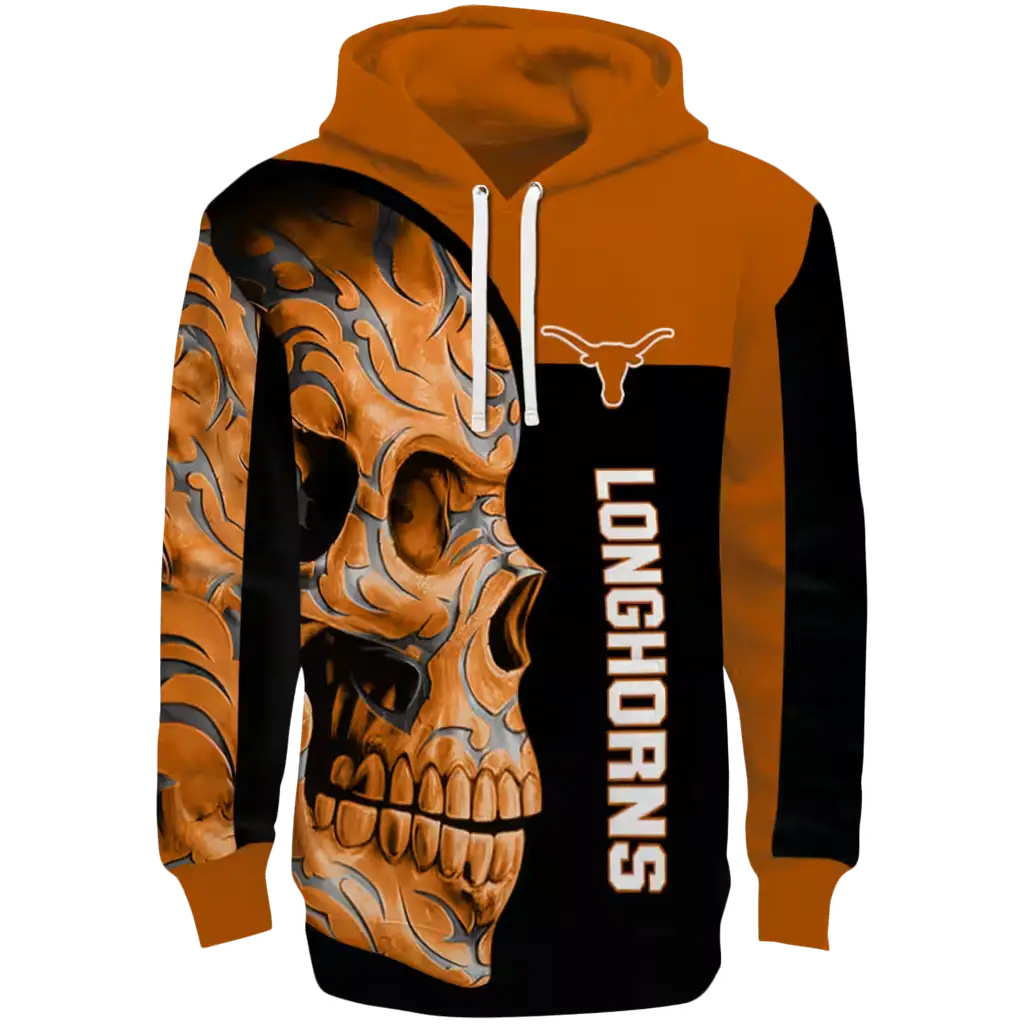 texas longhorns skull motif orange black hoodie best selling texas longhorns skull motif orange black hoodie best selling