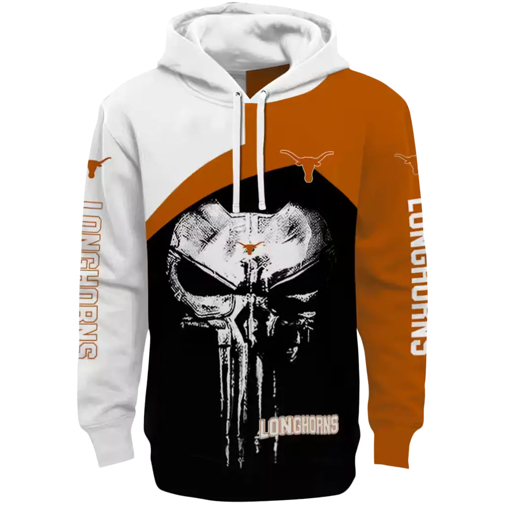 texas longhorns skull punisher white black hoodie best selling texas longhorns skull punisher white black hoodie best selling