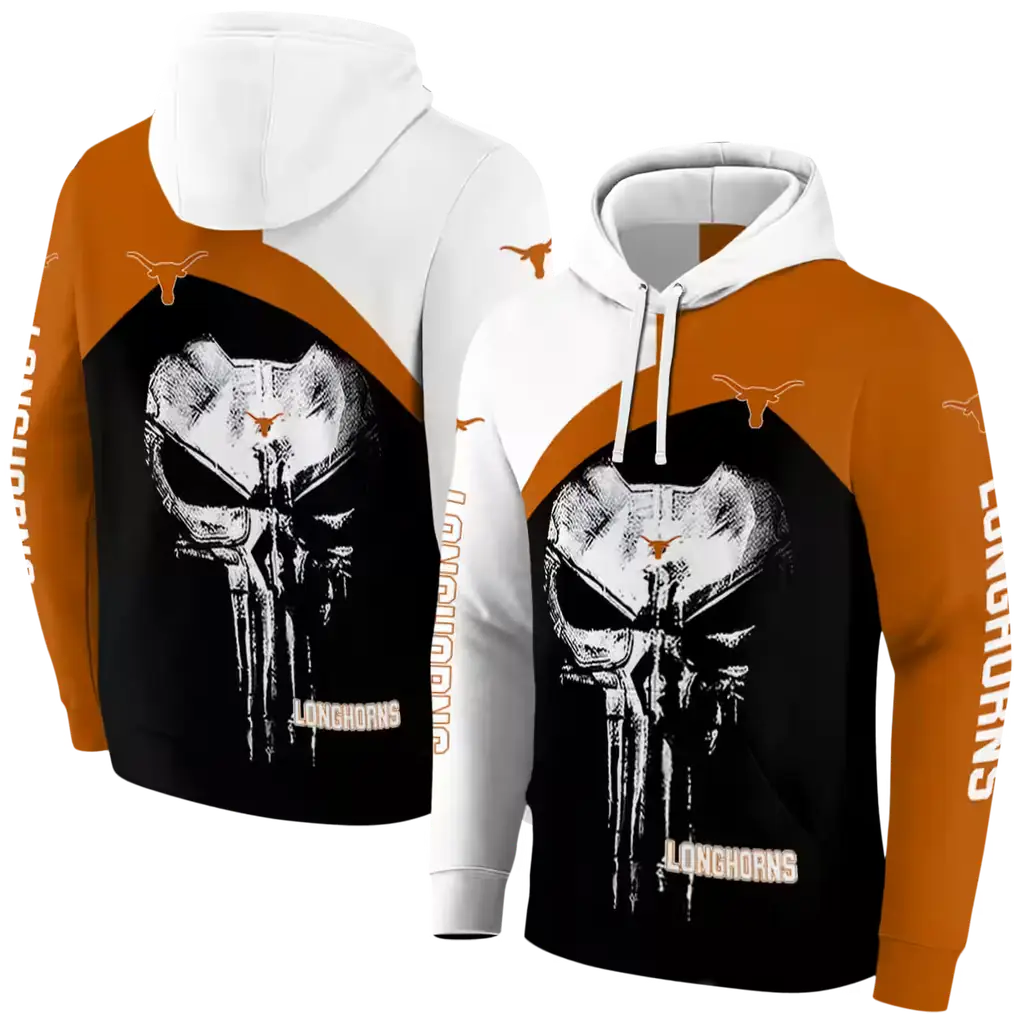 texas longhorns skull punisher white black hoodie fashion forward texas longhorns skull punisher white black hoodie fashion forward