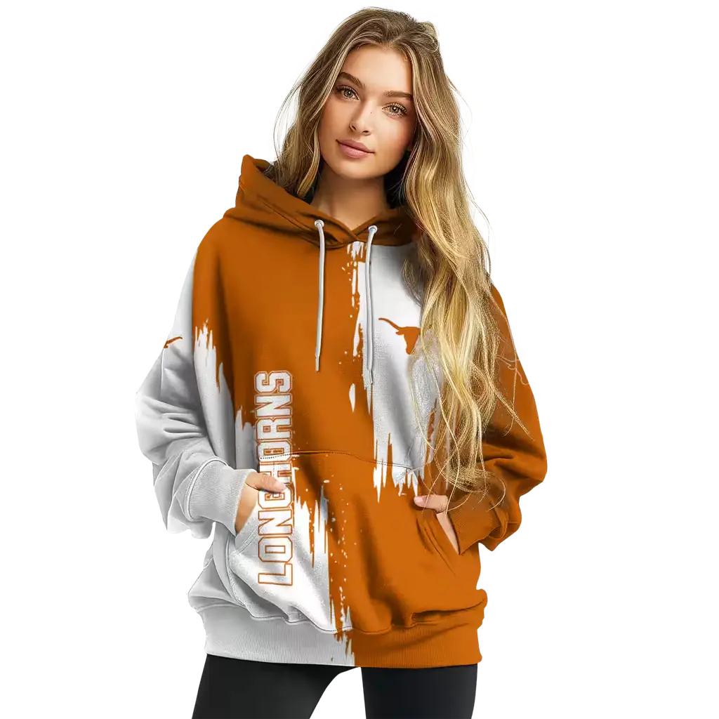 texas longhorns splatter effect orange hoodie high quality texas longhorns splatter effect orange hoodie high quality